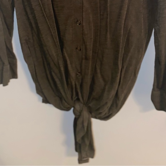 Motherhood Maternity XL Olive Tie Detail Long Sleeve Shirt - Picture 3 of 3